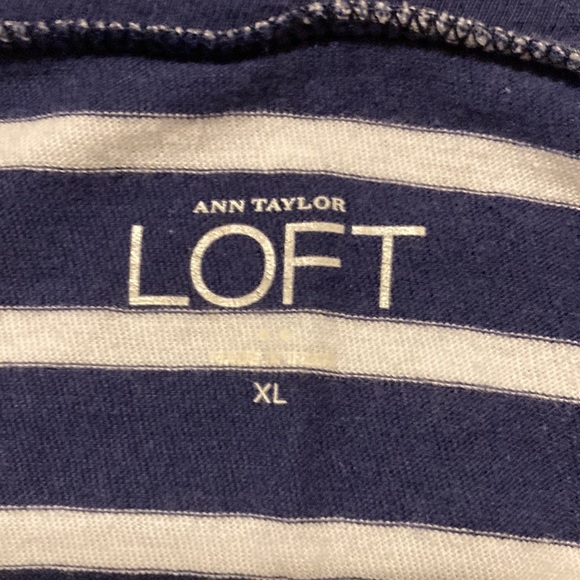 Ann Taylor LOFT Navy and White Striped Long Sleeve Top XL - Picture 7 of 15